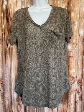 Another Love Snakeskin Print S/S Pocket Tee